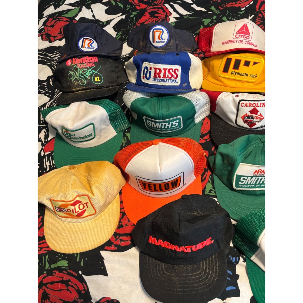 Vintage Trucker Hat Lot 14pc Snapback Racing Oil Gas Transport Workwear Caps